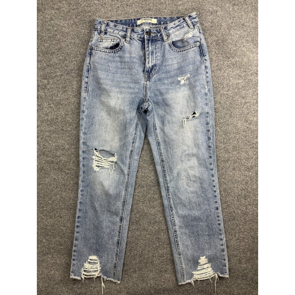 Rock & Roll Denim High Rise Straight Cropped Jeans Womens 27 Light Distressed
